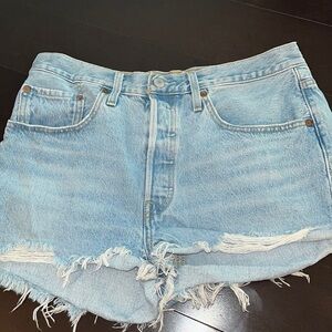 Levis Premium 501 Big E
Button Fly Cut Off Distressed
Shorts Size 30 Waist